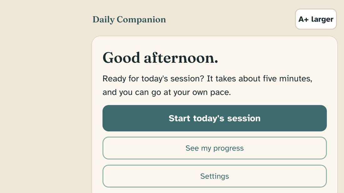Daily Companion welcome screen